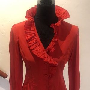 Red Ruffle Blouse